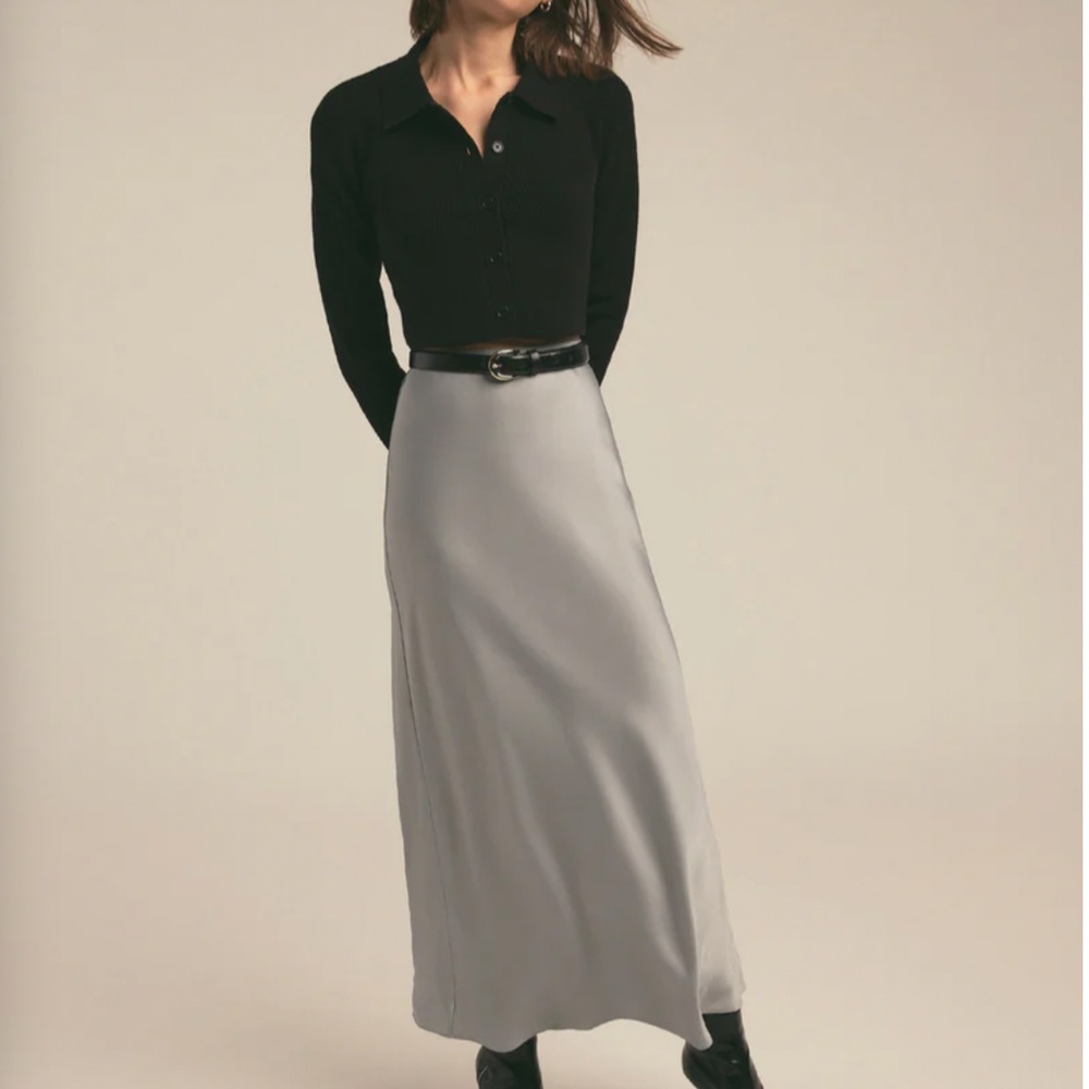 BEST Favorite Daughter The Favorite Midi Skirt Ultimate Grey Classic Satin
